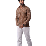 Buy Sanganeri Walnut Brown Hunting Styled Printed Shirt Men Artistic Outdoor